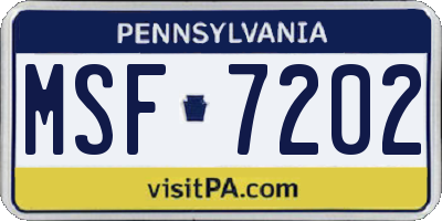 PA license plate MSF7202