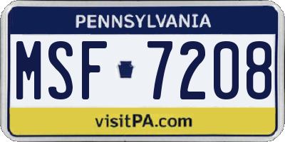 PA license plate MSF7208