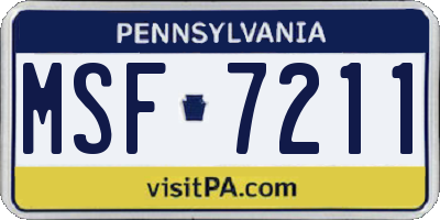 PA license plate MSF7211