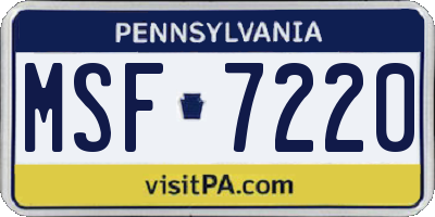 PA license plate MSF7220