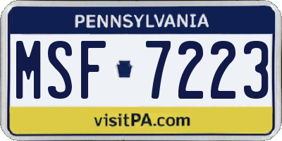 PA license plate MSF7223