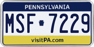 PA license plate MSF7229