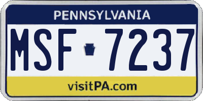 PA license plate MSF7237