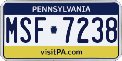 PA license plate MSF7238