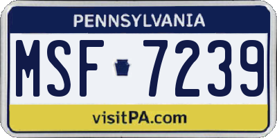PA license plate MSF7239