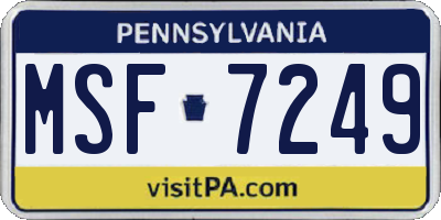 PA license plate MSF7249