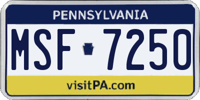 PA license plate MSF7250