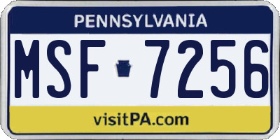 PA license plate MSF7256