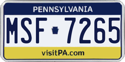 PA license plate MSF7265
