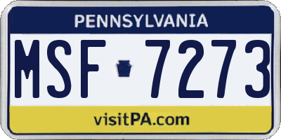 PA license plate MSF7273