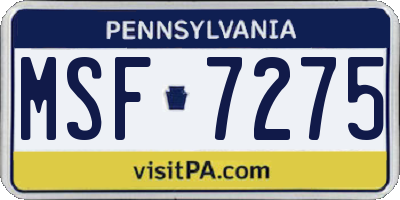 PA license plate MSF7275