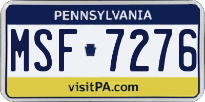 PA license plate MSF7276