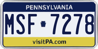 PA license plate MSF7278