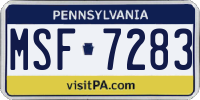 PA license plate MSF7283