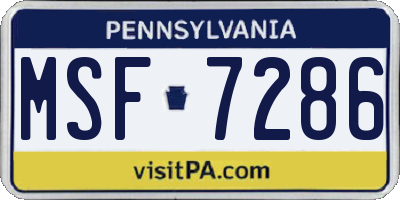 PA license plate MSF7286