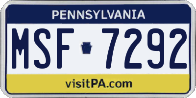PA license plate MSF7292