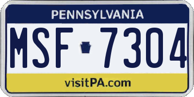 PA license plate MSF7304