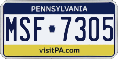 PA license plate MSF7305