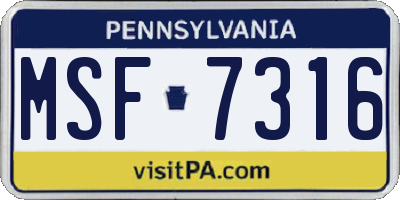 PA license plate MSF7316