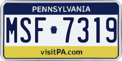 PA license plate MSF7319