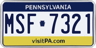 PA license plate MSF7321