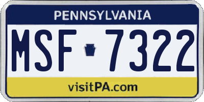 PA license plate MSF7322