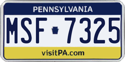 PA license plate MSF7325