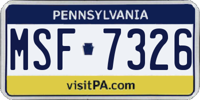 PA license plate MSF7326
