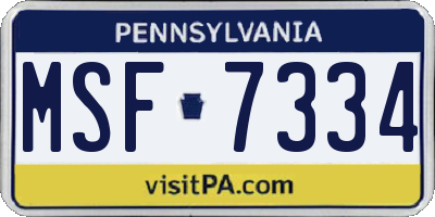 PA license plate MSF7334