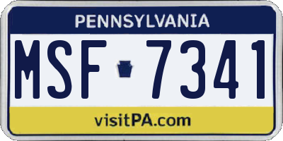 PA license plate MSF7341