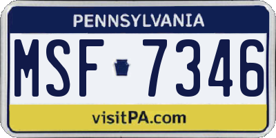 PA license plate MSF7346
