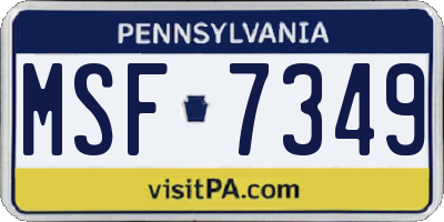 PA license plate MSF7349