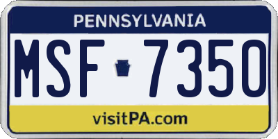PA license plate MSF7350