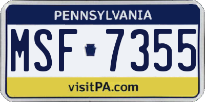 PA license plate MSF7355