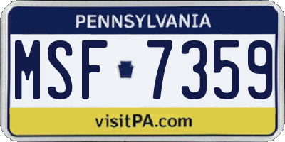 PA license plate MSF7359