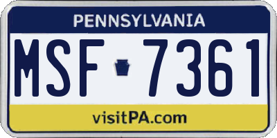 PA license plate MSF7361