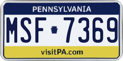 PA license plate MSF7369