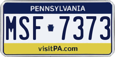 PA license plate MSF7373