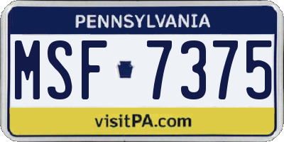 PA license plate MSF7375