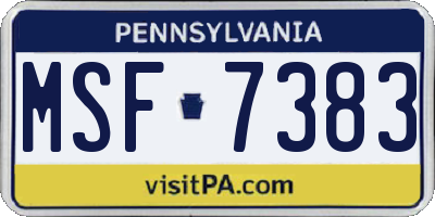 PA license plate MSF7383