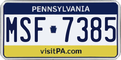 PA license plate MSF7385