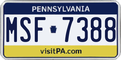 PA license plate MSF7388