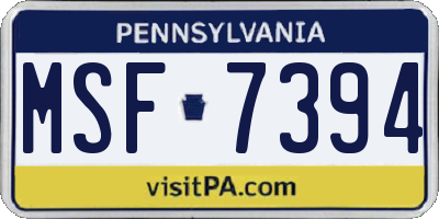 PA license plate MSF7394