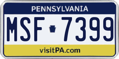 PA license plate MSF7399