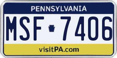 PA license plate MSF7406