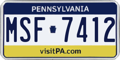 PA license plate MSF7412