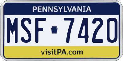 PA license plate MSF7420