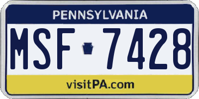 PA license plate MSF7428