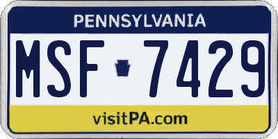 PA license plate MSF7429