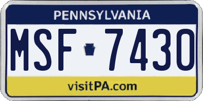 PA license plate MSF7430